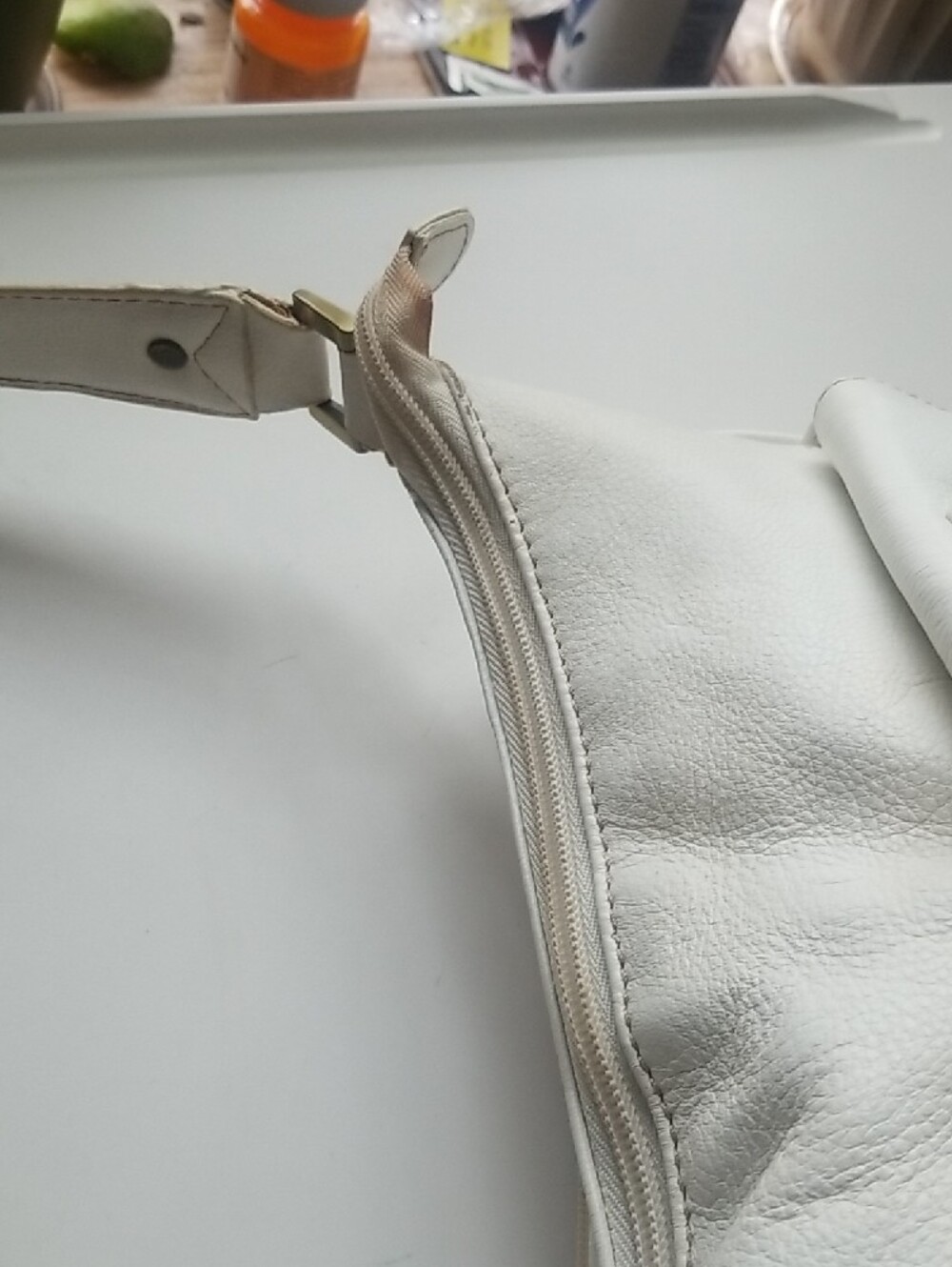 Wilsons Leather White Shoulder Bag with Front Buckle Pockets - Picture 7 of 15